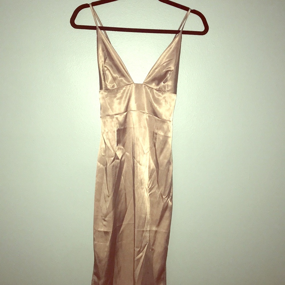 Satin beige dress